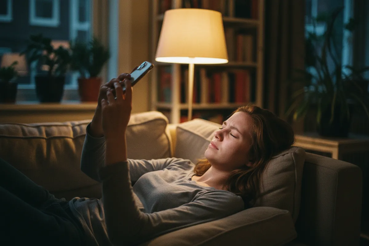 Tot diep in de nacht, liggend op de bank, starend naar je telefoon